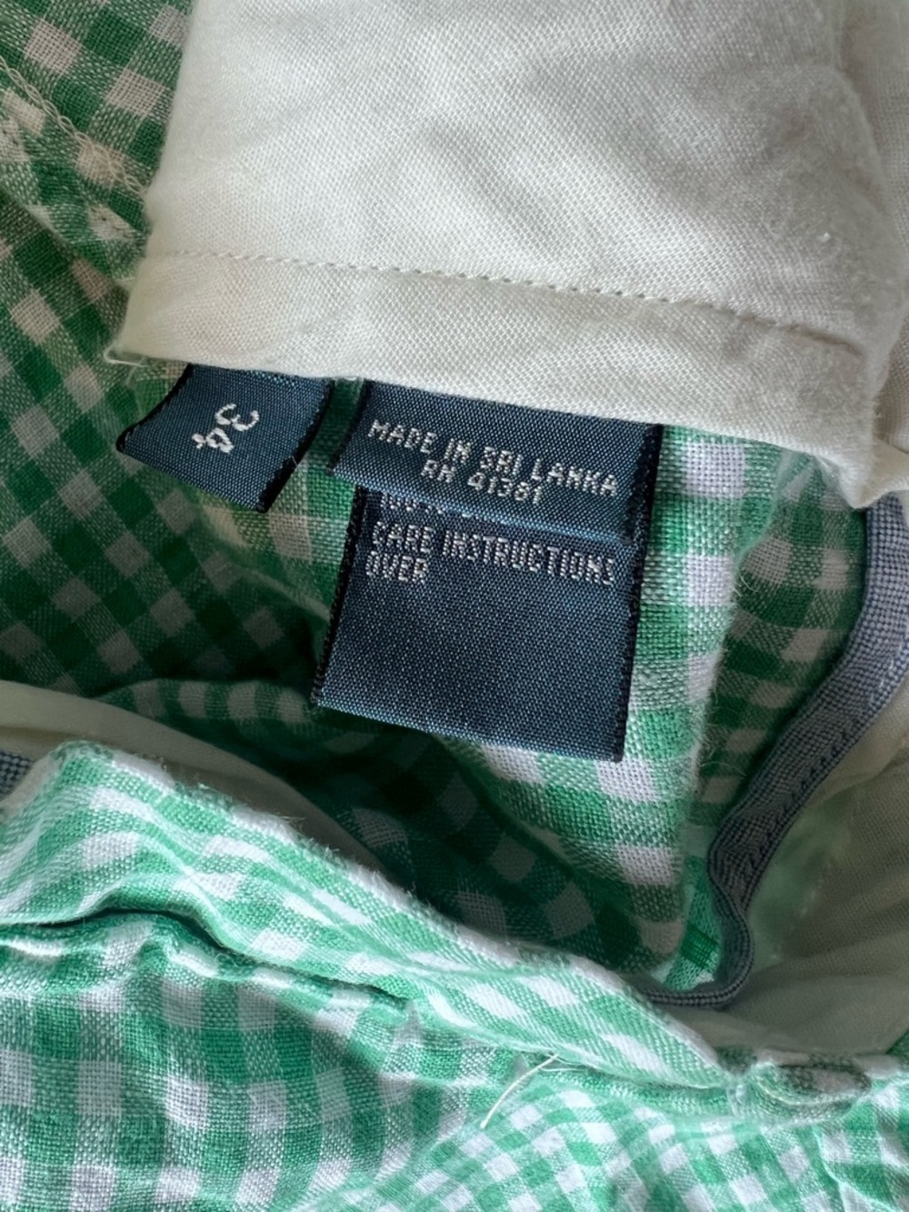 Vintage Polo‎ Ralph Lauren Green Gingham Linen Shorts 34 Preppy - Picture 2 of 6